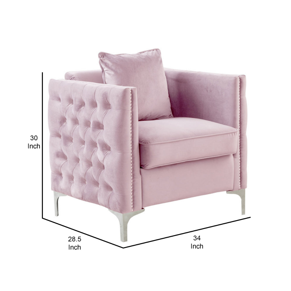 pink velvet sofa chair - dimensions
