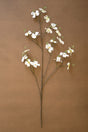 Artificial flower branch with white flowers on a brown background