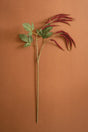 artificial amaranthus spray with crimson flower and green leaves on long stem