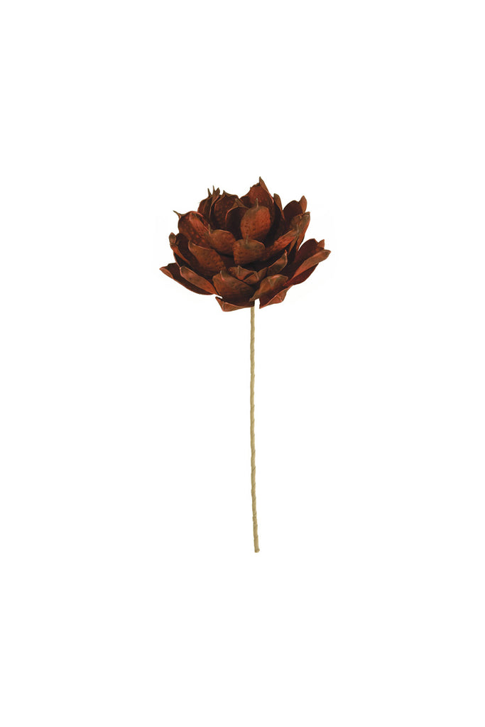 artificial plant with earth brown flower made with latex rubber