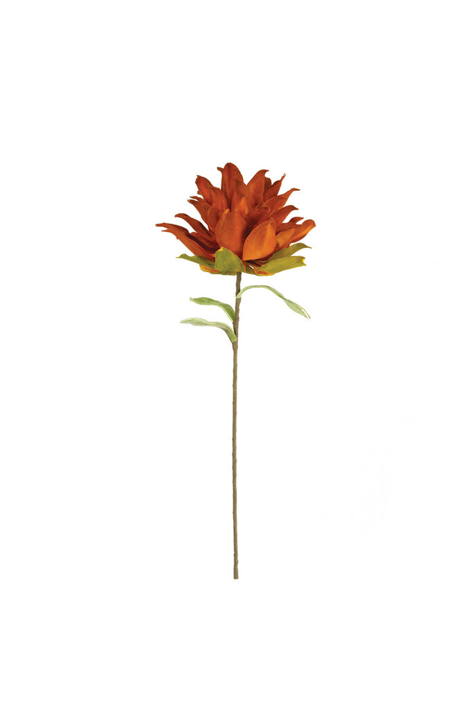 artificial plant with brown orange flower made with latex rubber