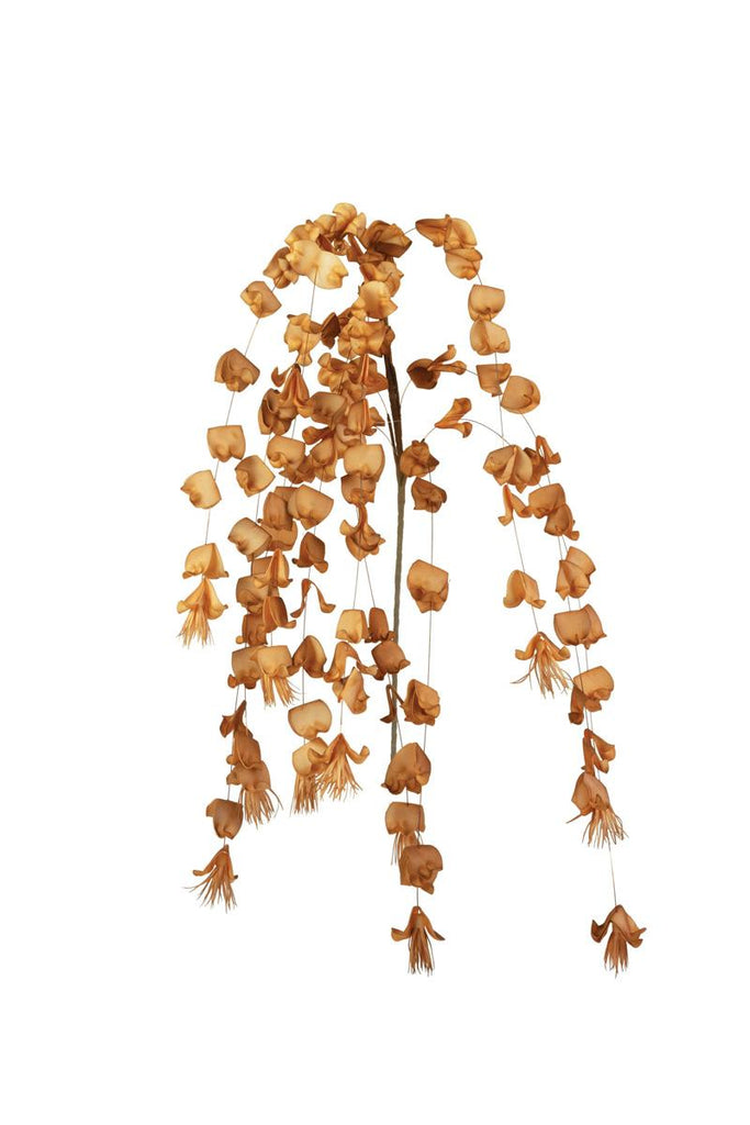 artificial plant with numerous light brown blossoms made with latex rubber