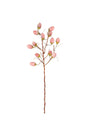 Artificial flower branch with pink buds on a white background