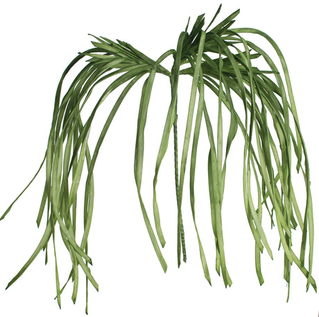 Artificial green plant with long leaves on a white background