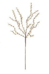 Decorative branch with small white buds on a white background
