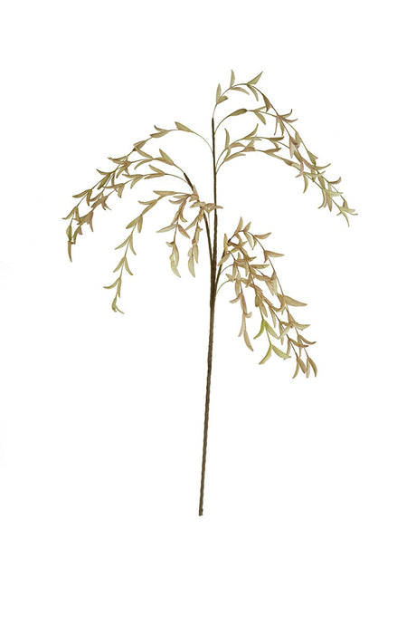 Artificial plant stem with leaves on a white background