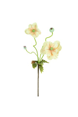 Artificial flower stem with beige flowers on a white background