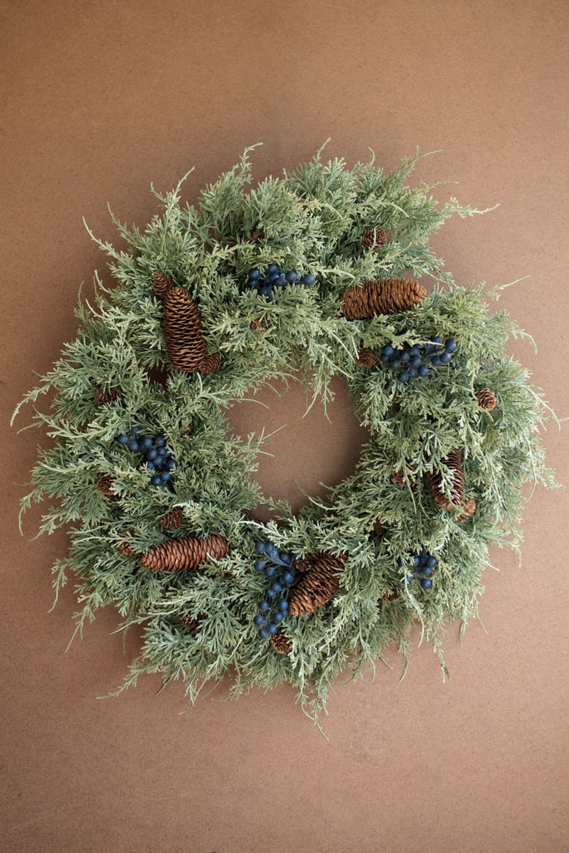 Faux Fir Christmas Wreath With Berries (Box of 1)