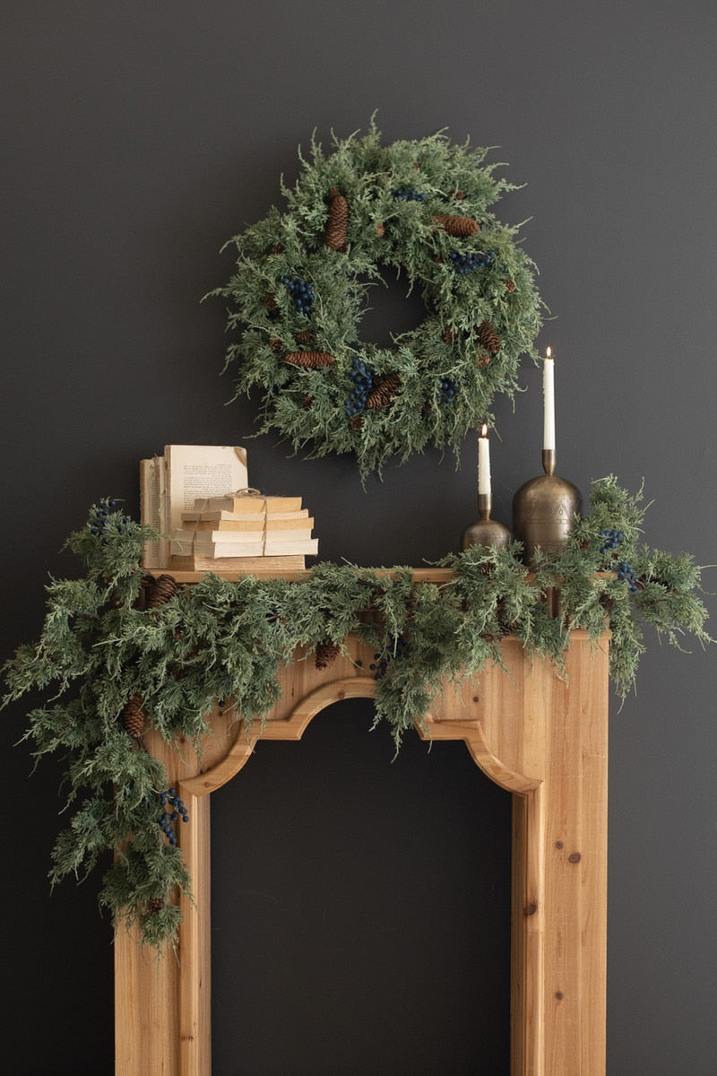 Faux Fir Christmas Garland With Berries (Box of 1)