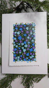 acrylic forget-me-not flowers study painting mounted on float-mat