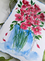 Floral Abstract Watercolor in Blue Vase Study - 2025 — RESERVED for Chris B