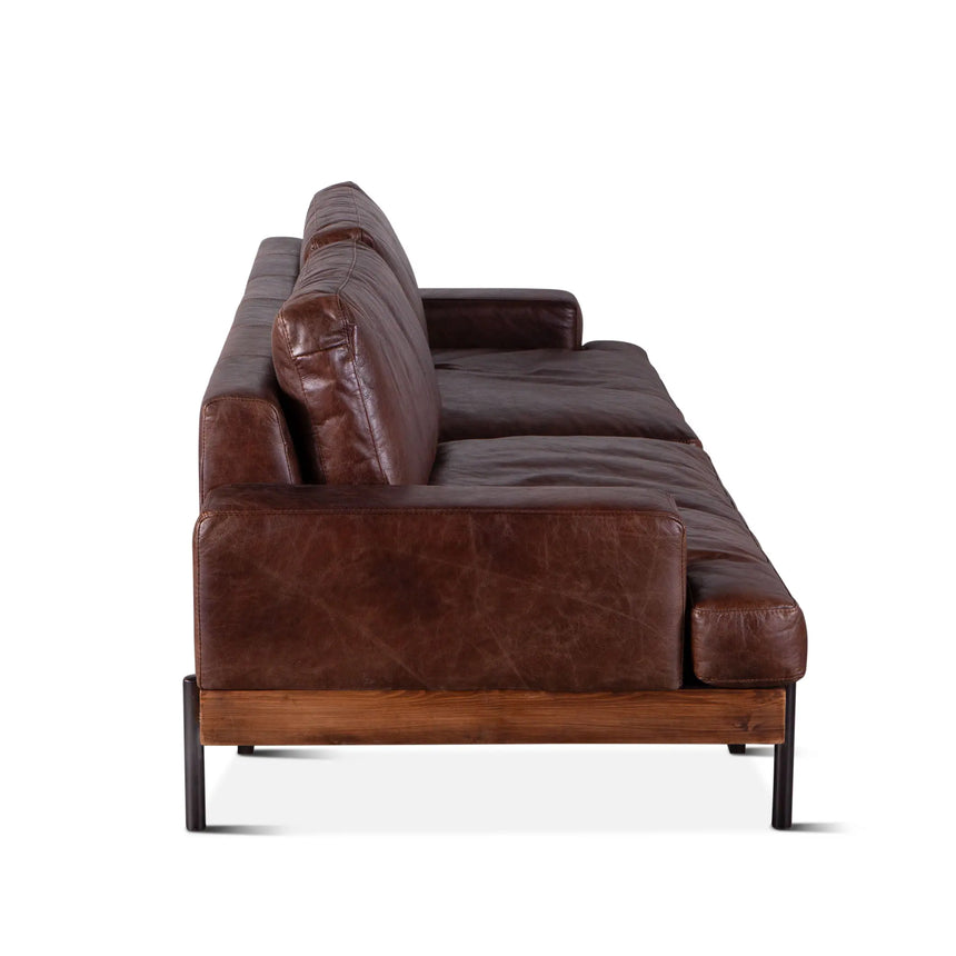 94in Chiavari Leather Sofa in Geisha Brown