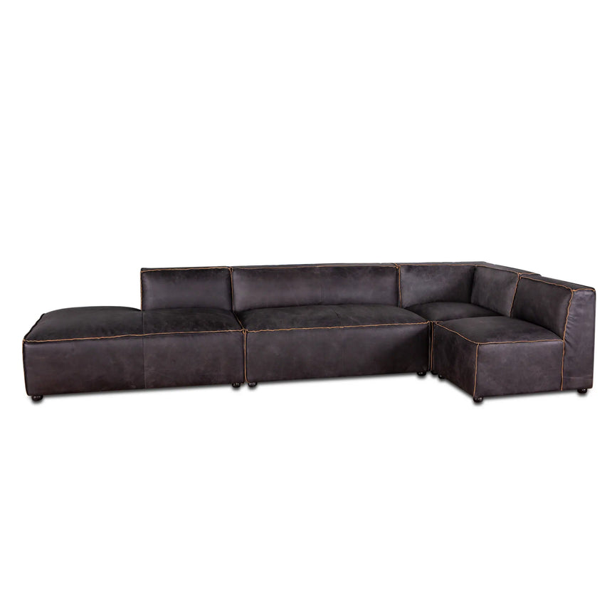 112in Chiavari Modular Sectional in Distressed Ebony Leather