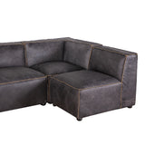 112in Chiavari Modular Sectional in Distressed Ebony Leather