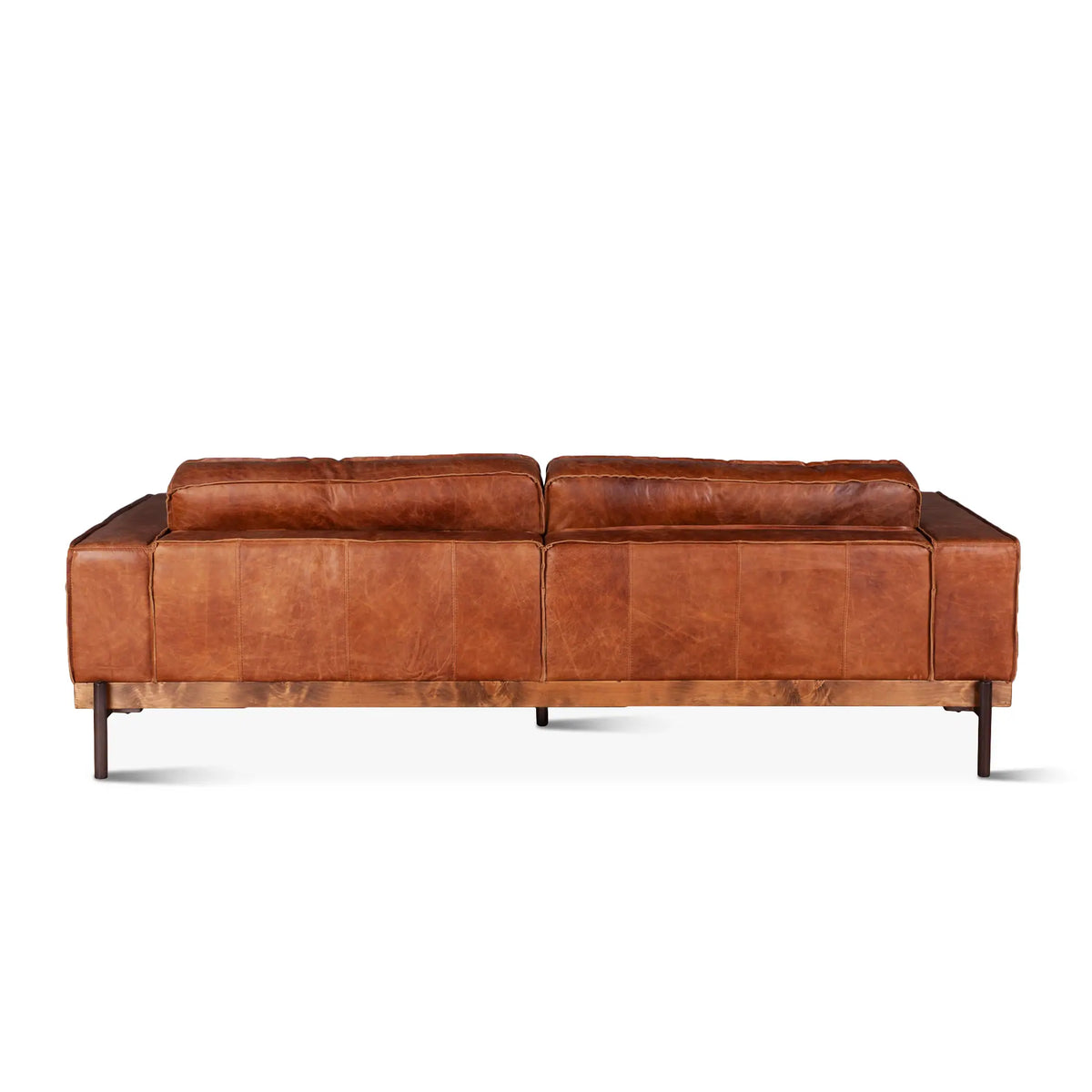 95in Chiavari Modern Leather Sofa in Vintage Cognac