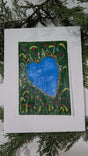 acrylic heart pond study painting mounted on float-mat