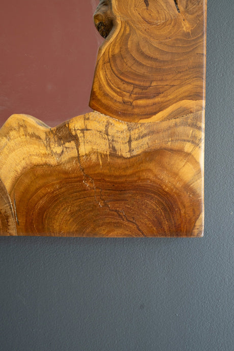 Live-Edge Teak Wood Framed Mirror