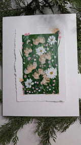 acrylic morning spring flowers study painting mounted on float-mat