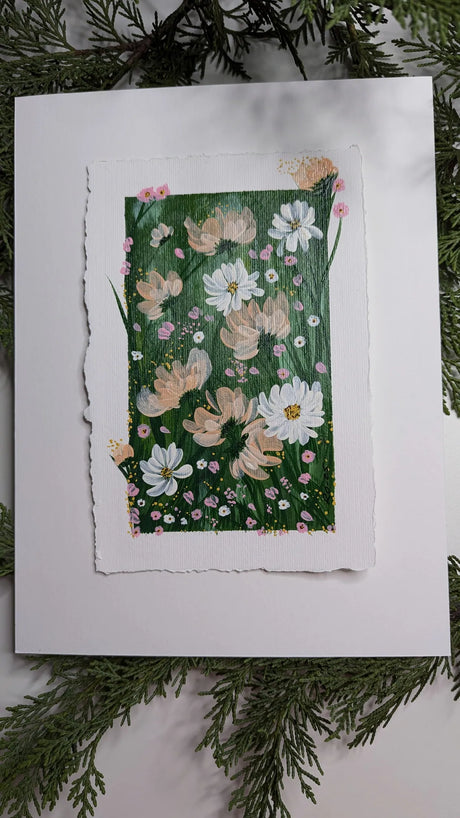 acrylic morning spring flowers study painting mounted on float-mat
