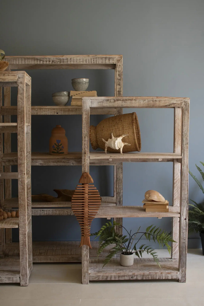 Recycled Wood Shelving Units  - White Wash (Set of 3)