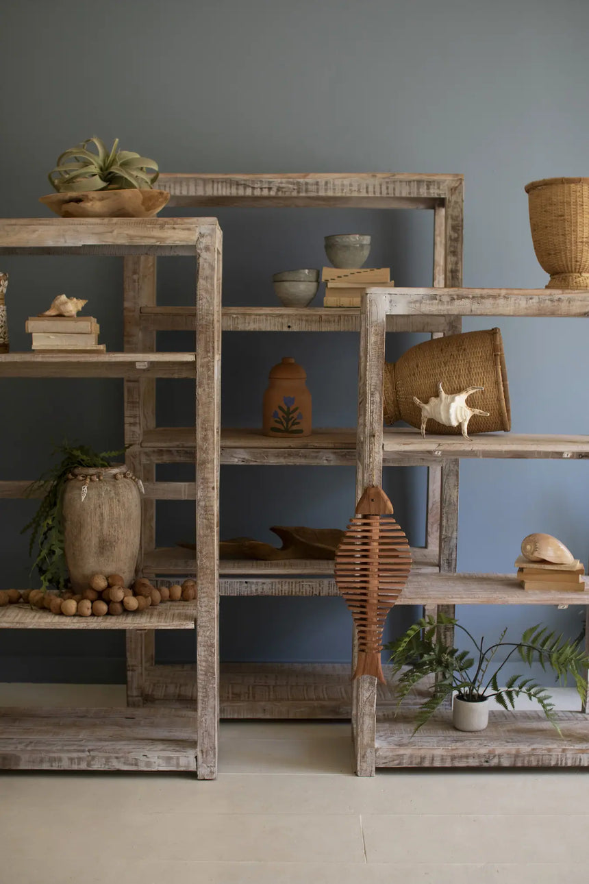 Recycled Wood Shelving Units  - White Wash (Set of 3)