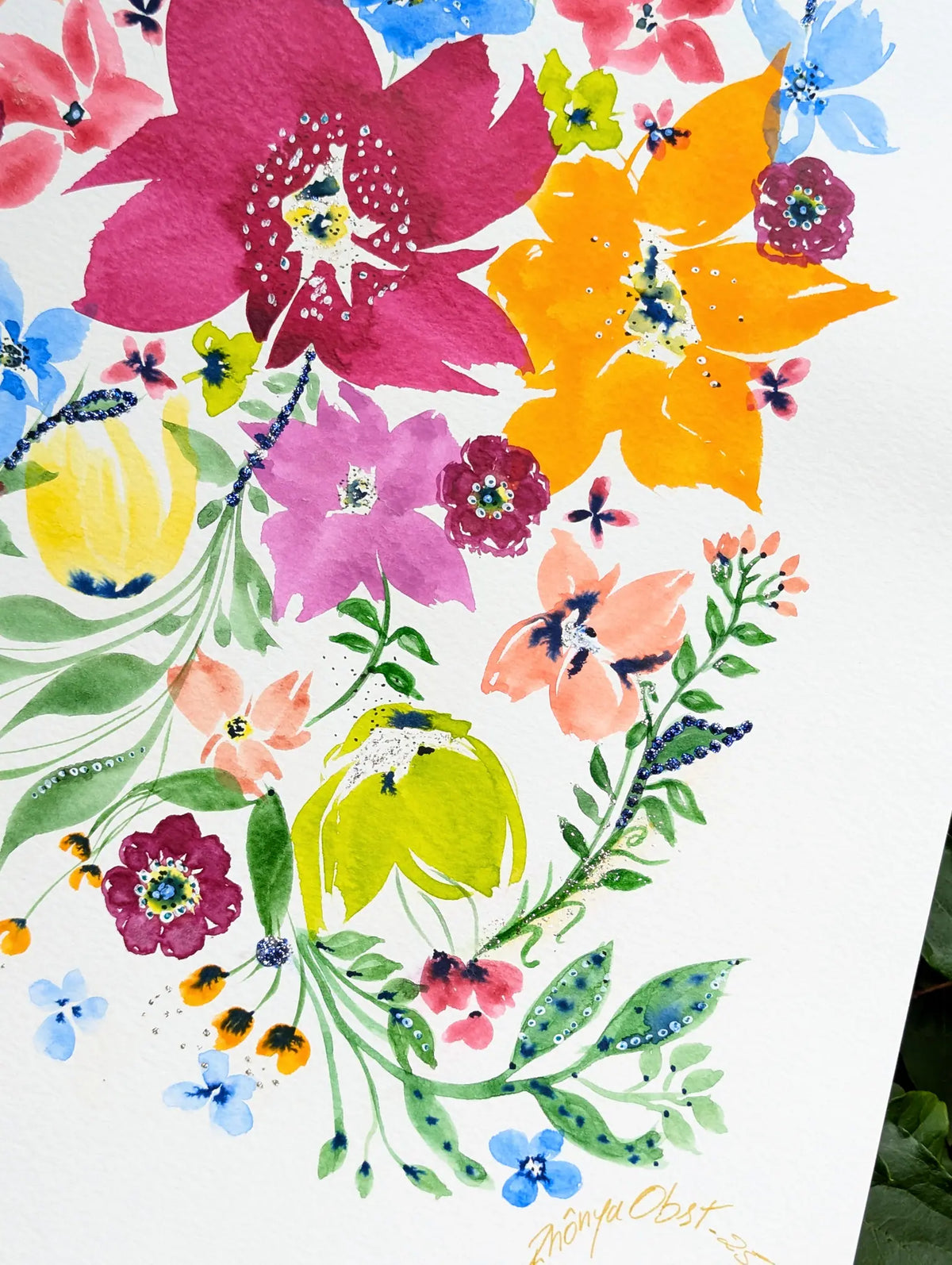 Orchestra of Colors Botanical Watercolor Painting