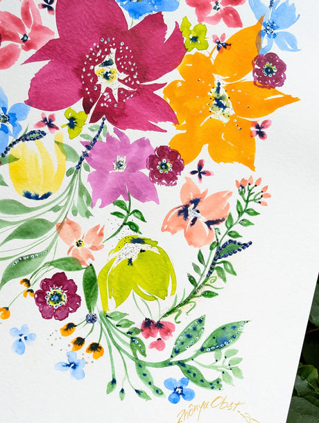 Orchestra of Colors Botanical Watercolor Painting