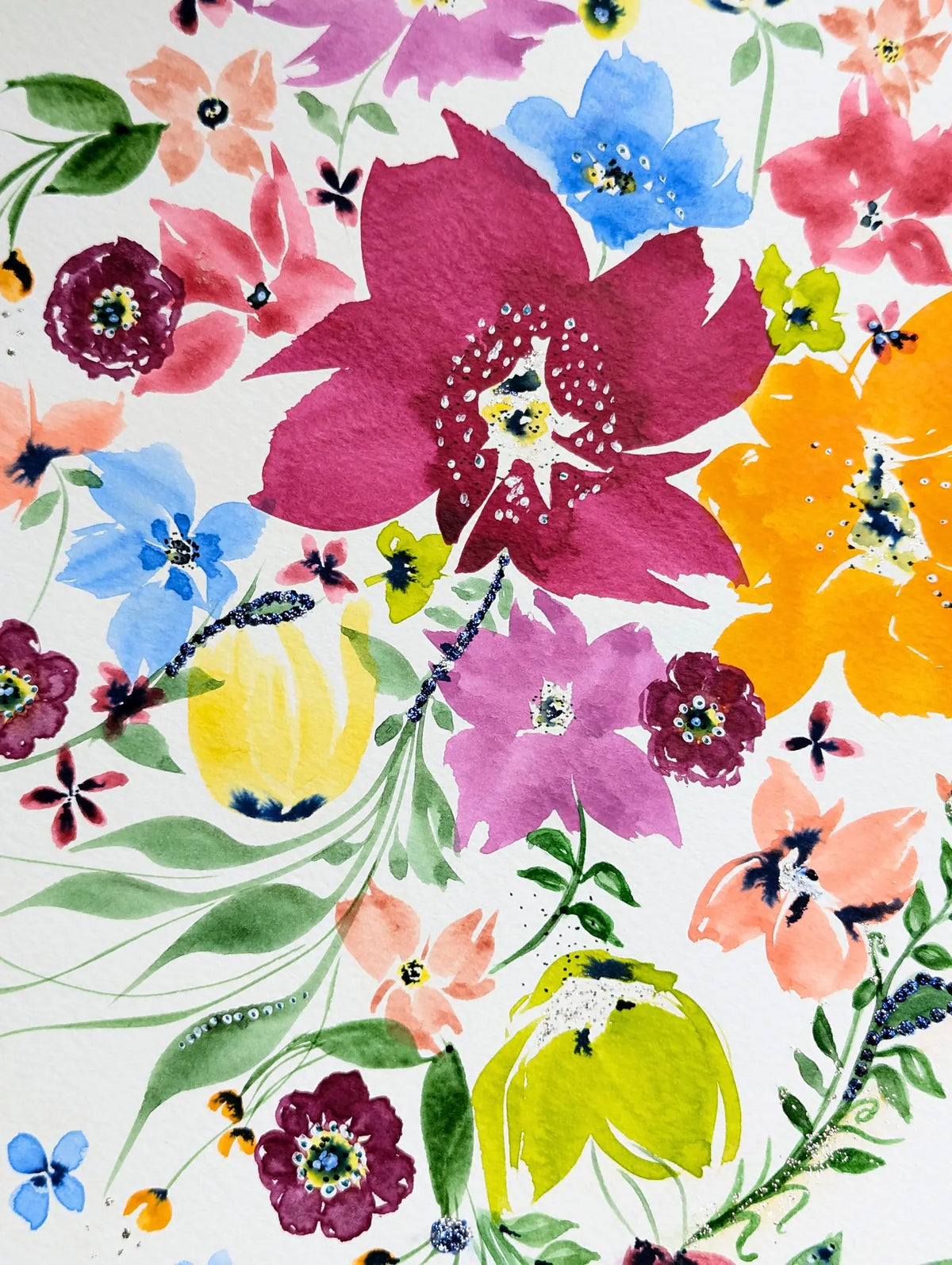 Orchestra of Colors Botanical Watercolor Painting