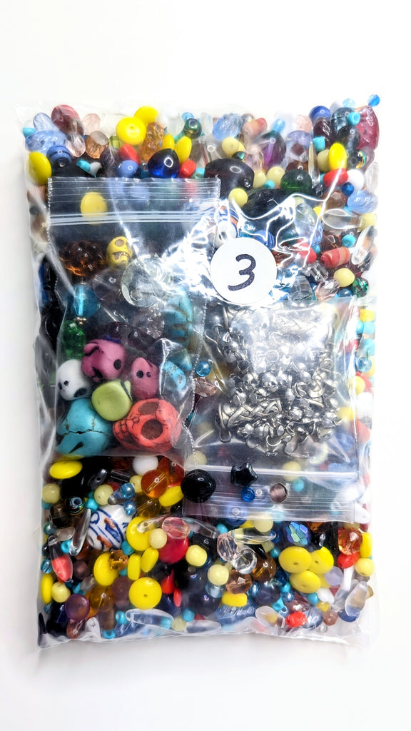 collection 3 of jewelry making beads in different materials, colors and shapes - in plastic bag ready to ship
