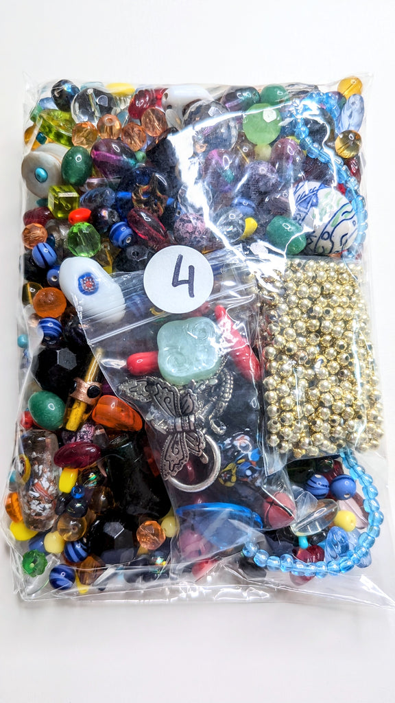 collection 4 of jewelry making beads in different materials, colors and shapes - in plastic bag ready to ship