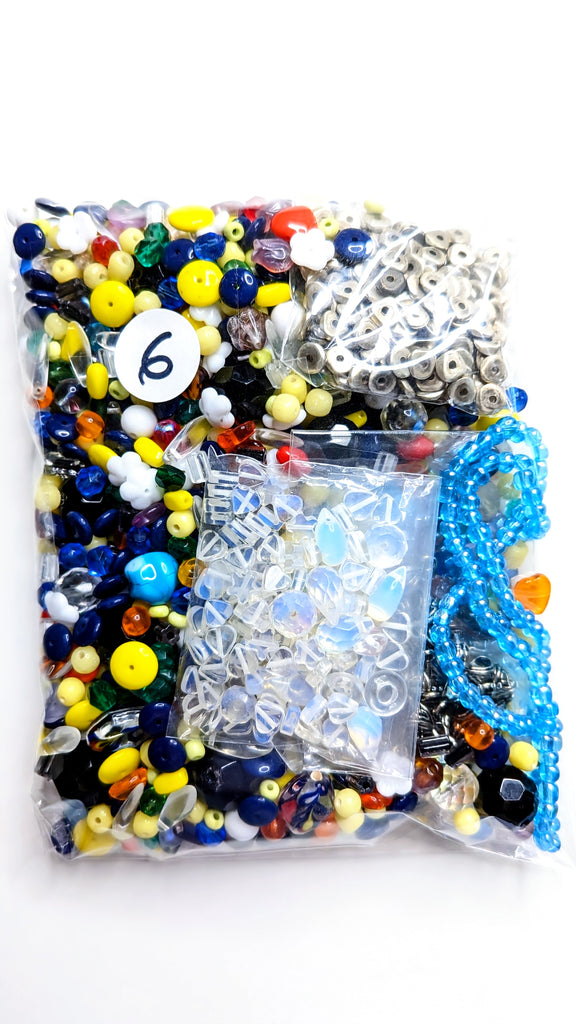 collection 6 of jewelry making beads in different materials, colors and shapes - in plastic bag ready to ship