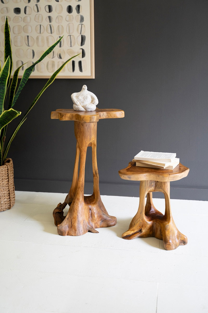 Organic Teakwood Accent Tables (Set of 2)