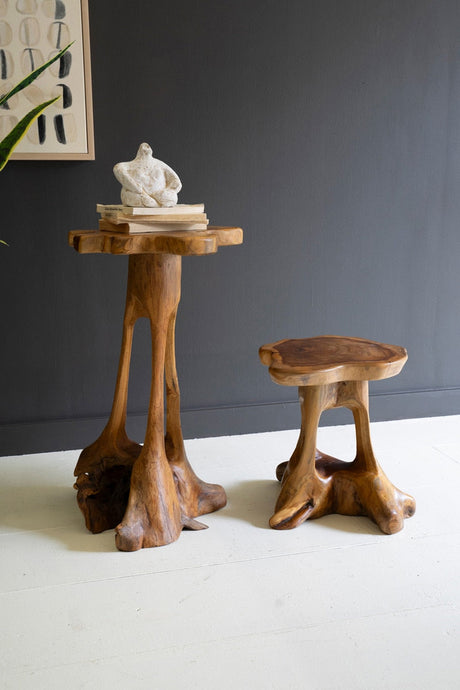 Organic Teakwood Accent Tables (Set of 2)