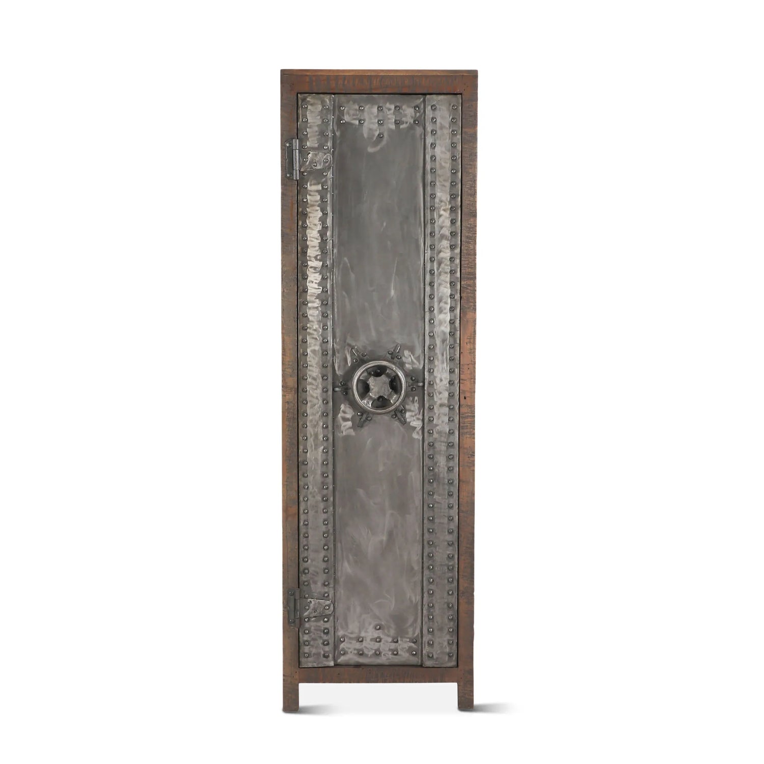 Tall Vault Style Cabinet in Reclaimed Wood and Iron - front view
