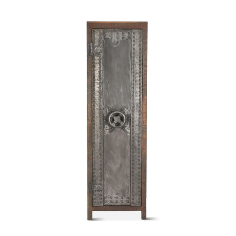 Tall Vault Style Cabinet in Reclaimed Wood and Iron - front view
