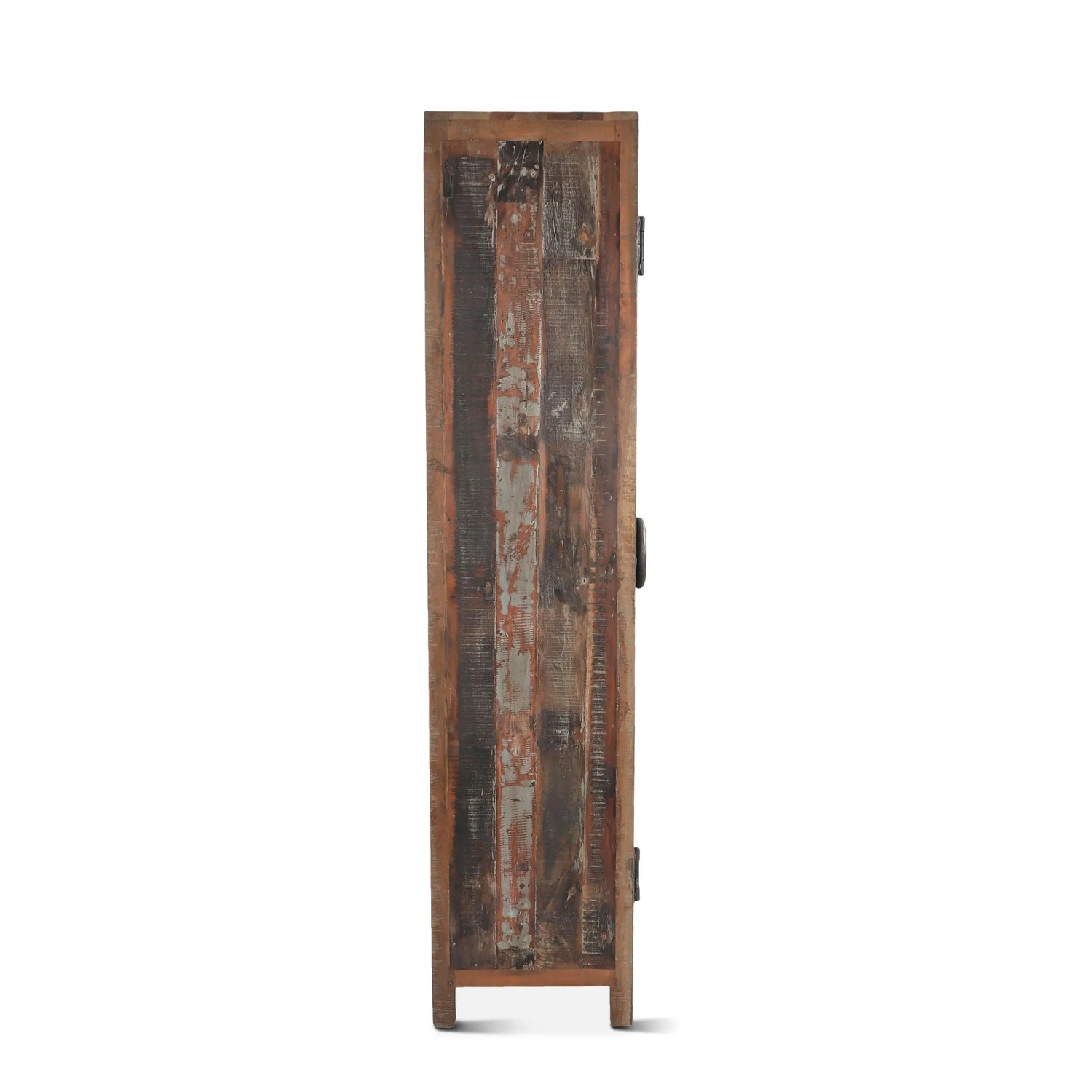 Tall Vault Style Cabinet in Reclaimed Wood & Iron - side view