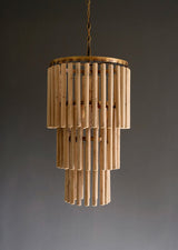 wood pendant light with three tiers