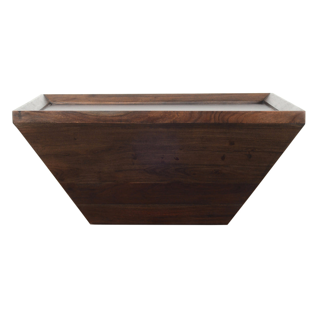 square acacia wood coffee table - side view