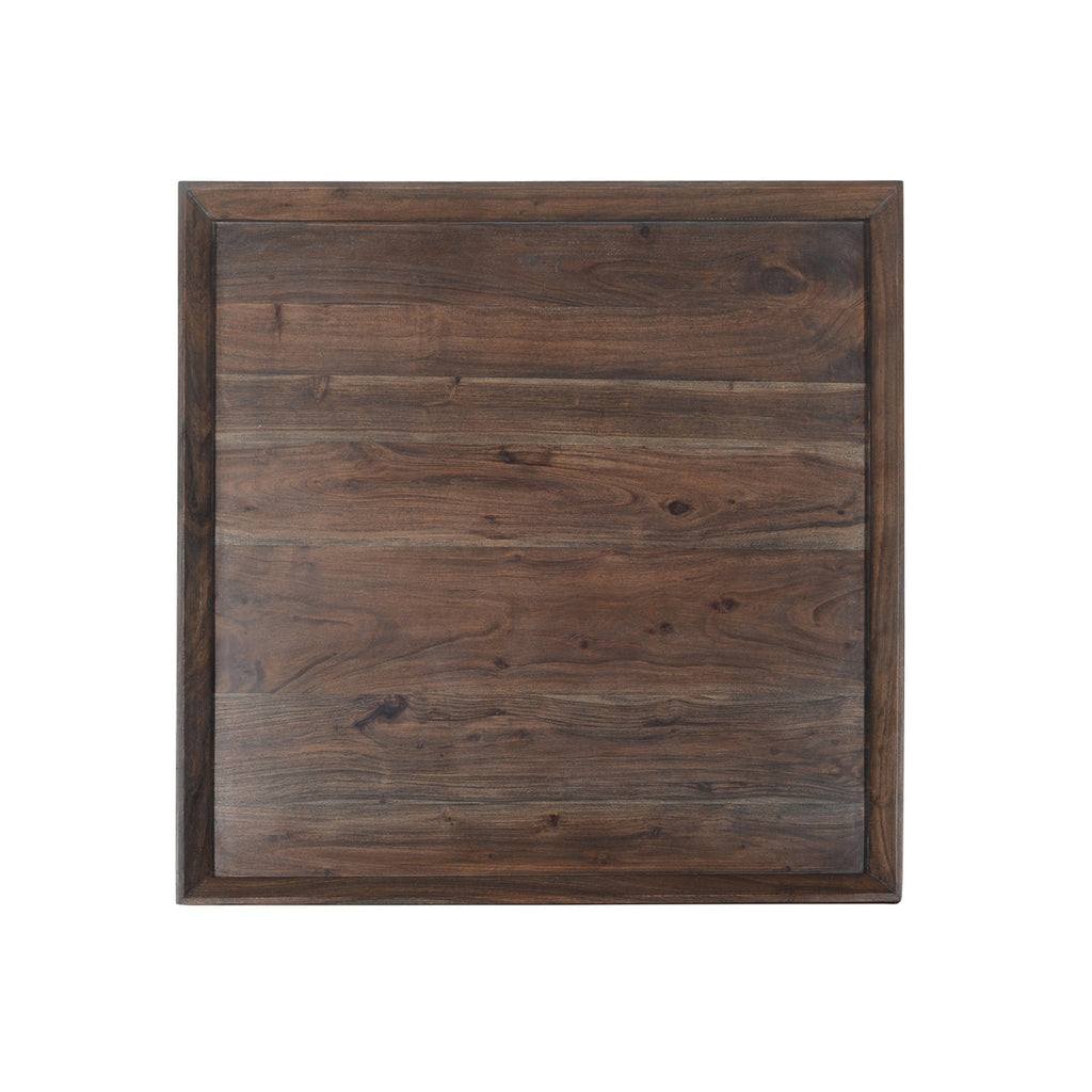 square acacia wood coffee table - top view