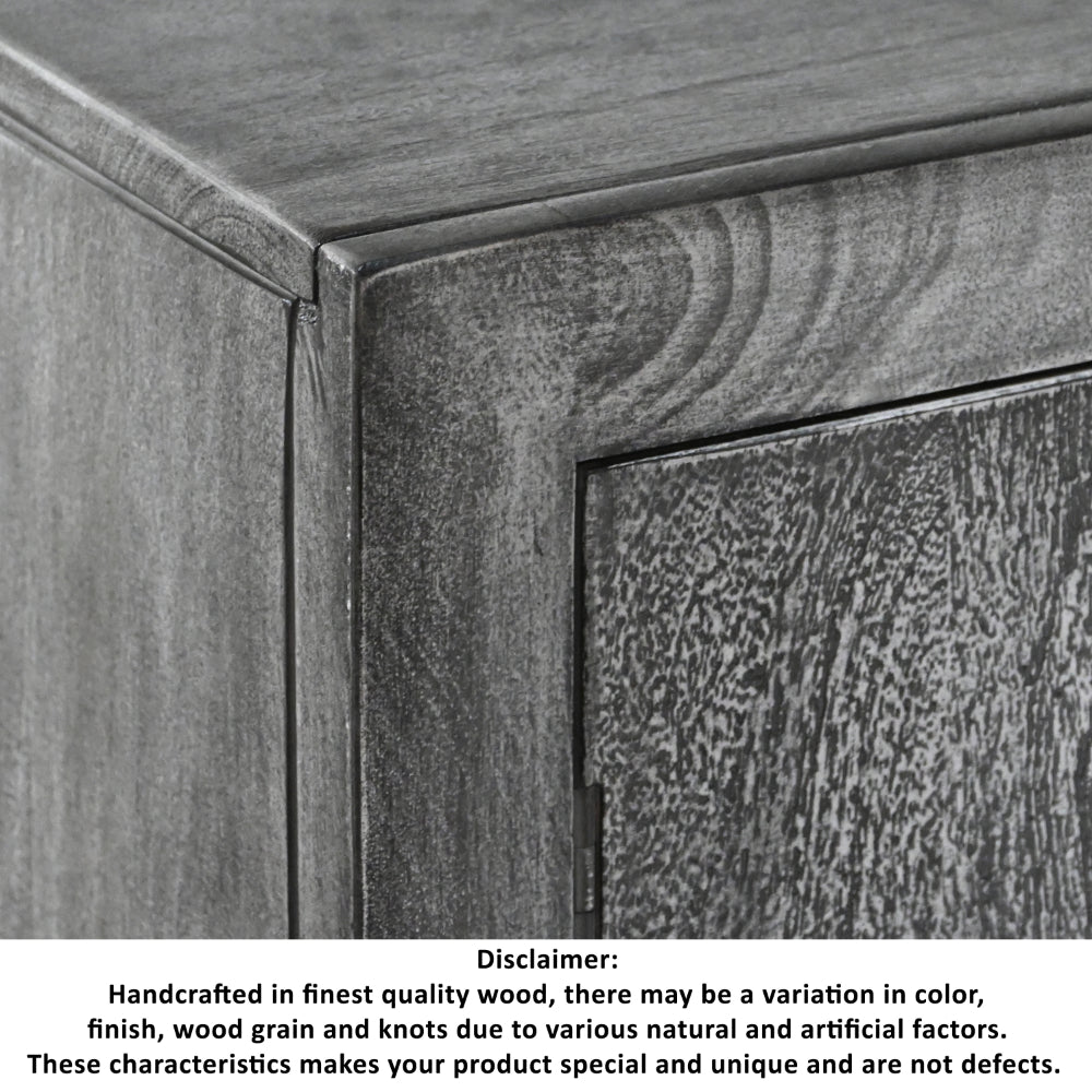 close-up of top left cabinet corner wood details