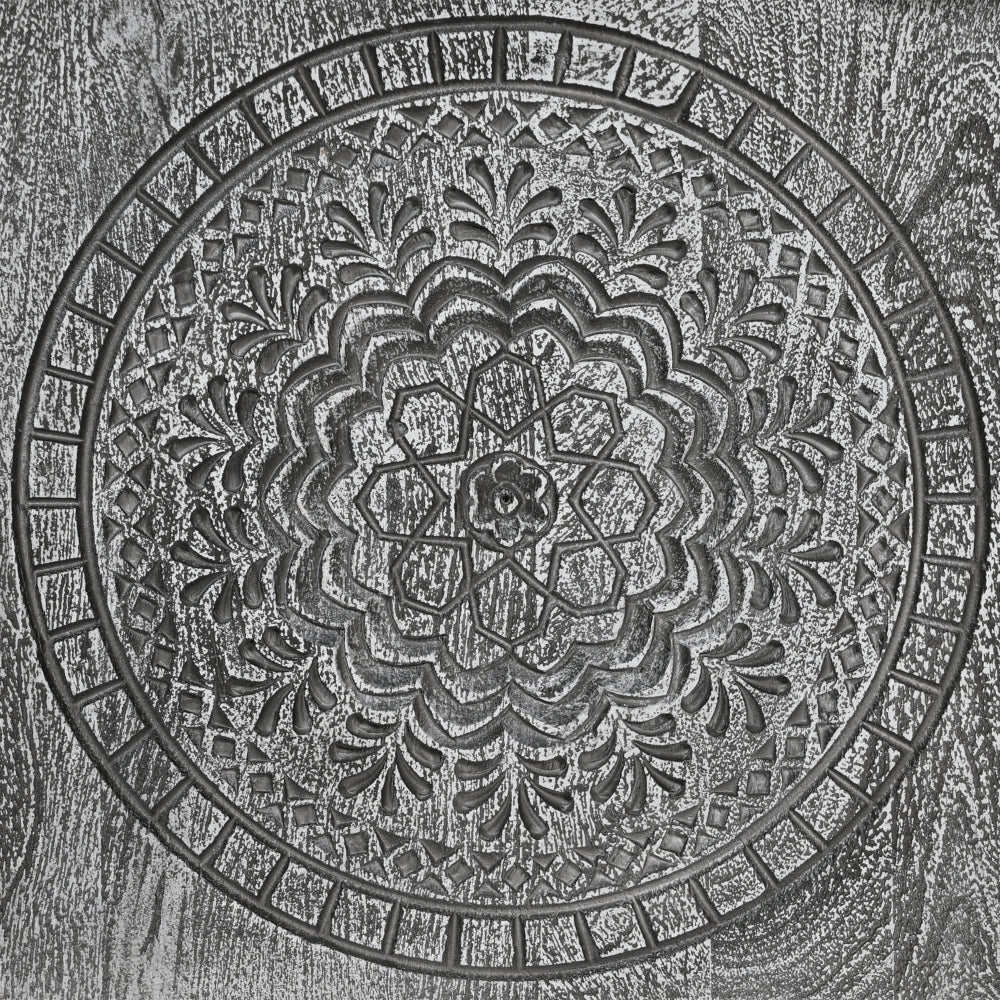 cabinet door - zoomed in on medallion engraving