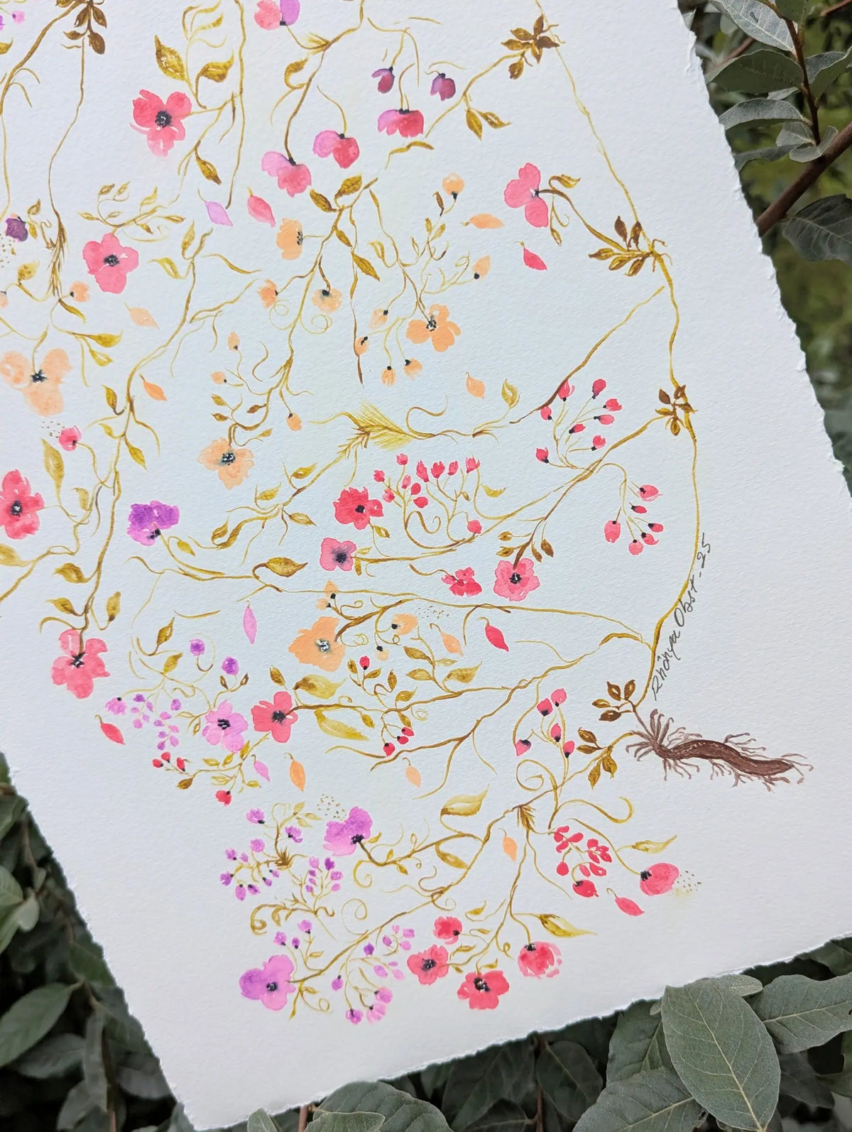 Whimsical Tiny Botanicals Watercolor Painting