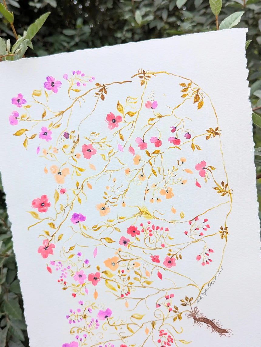 Whimsical Tiny Botanicals Watercolor Painting