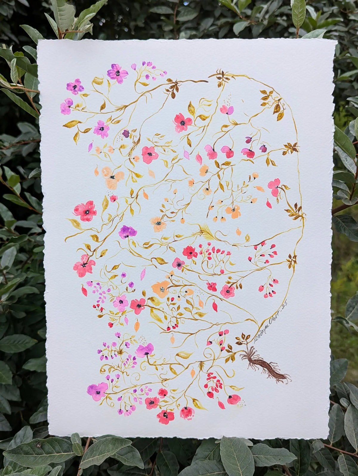 Whimsical Tiny Botanicals Watercolor Painting