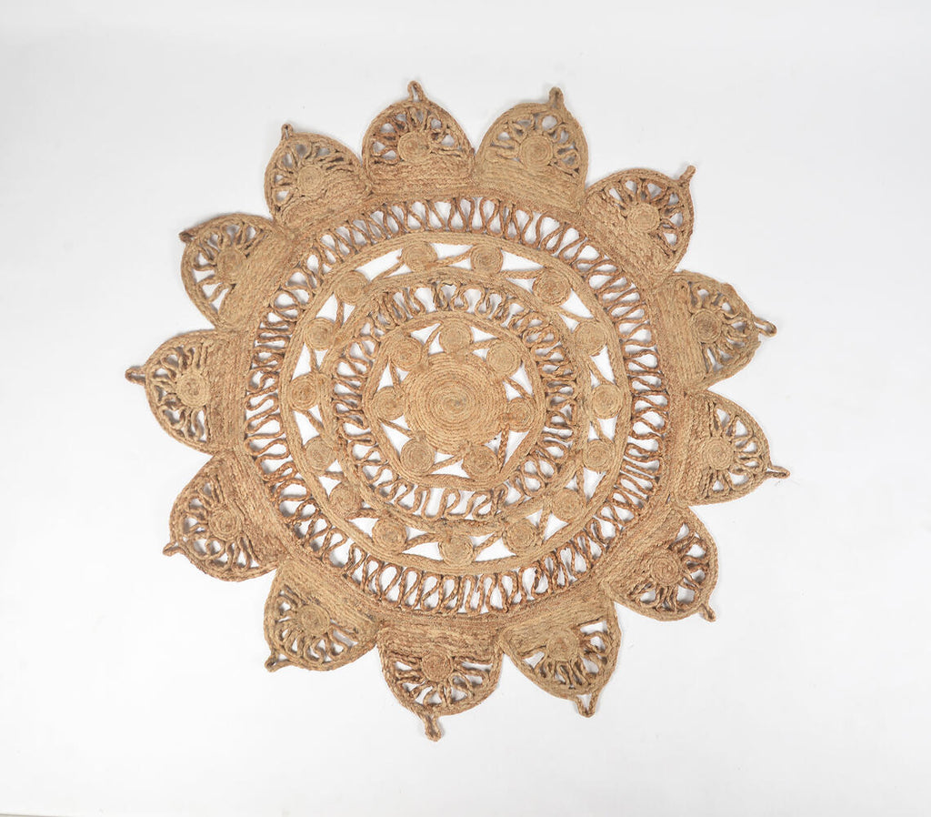 floral shaped jute rug - top down view