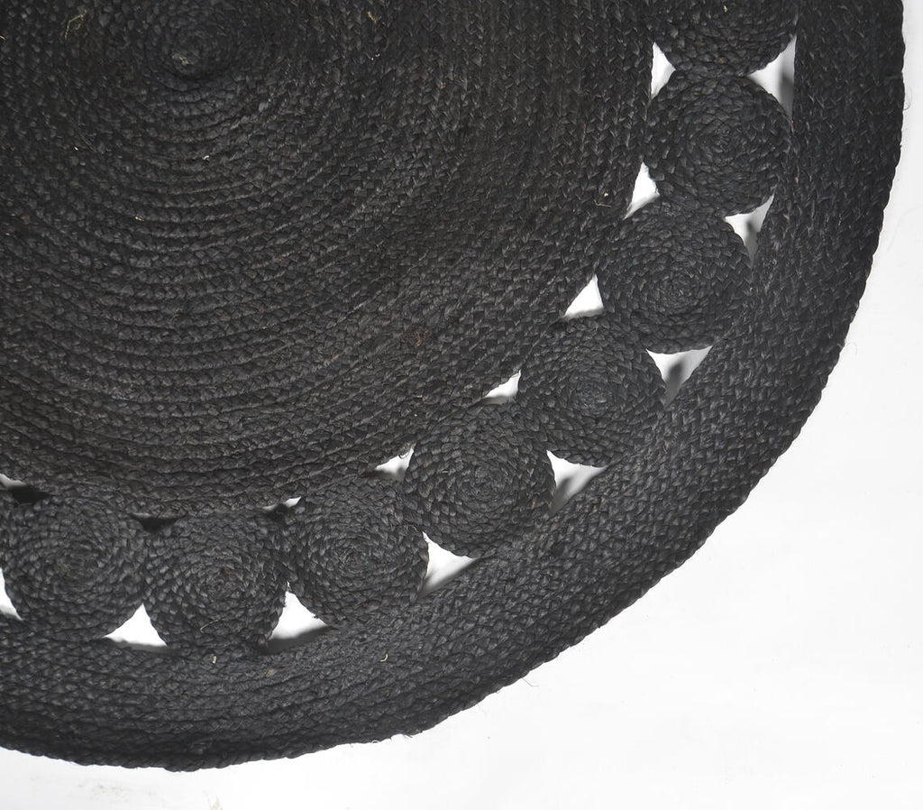 round jute rug - border weave detail close-up