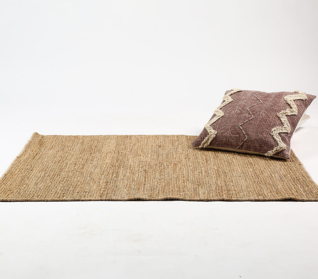 natural jute rug - rectangular - viewed from acute angle