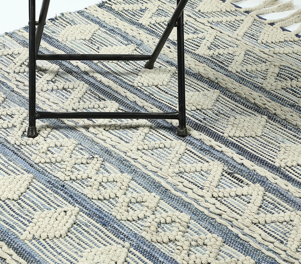 tufted geometric woven cotton rug