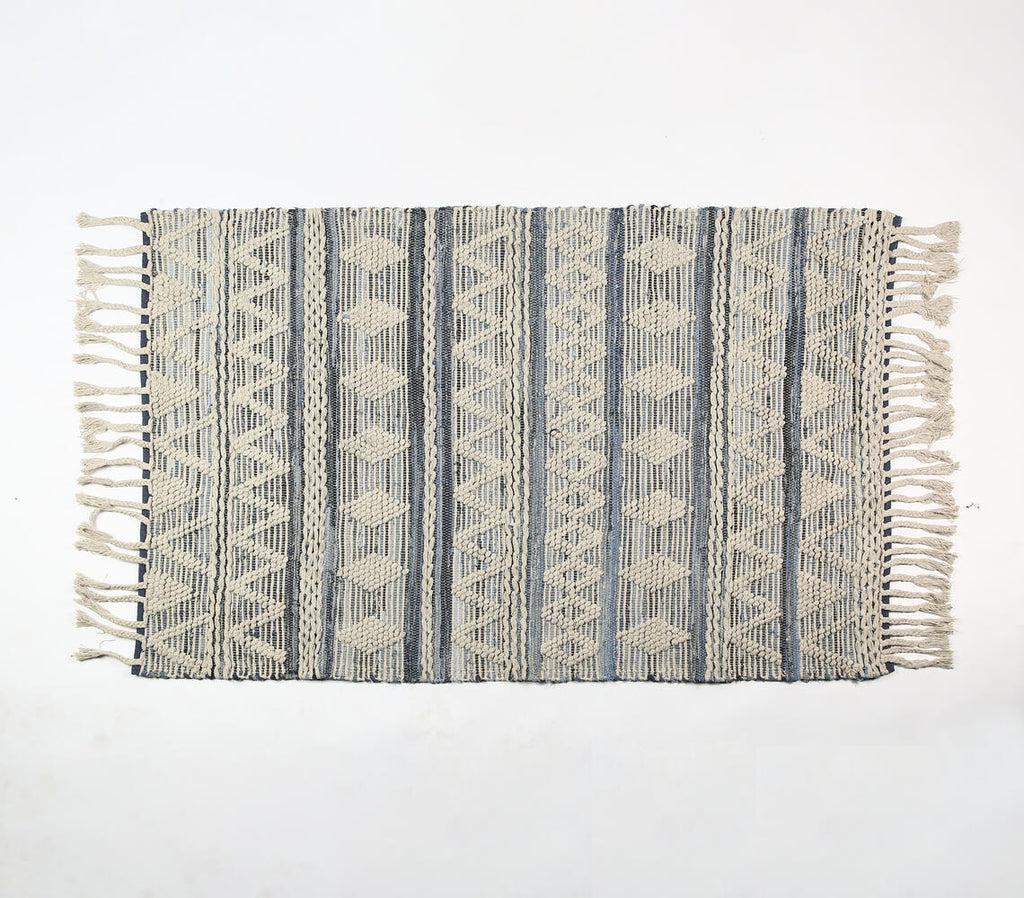 tufted geometric woven cotton rug - top down view