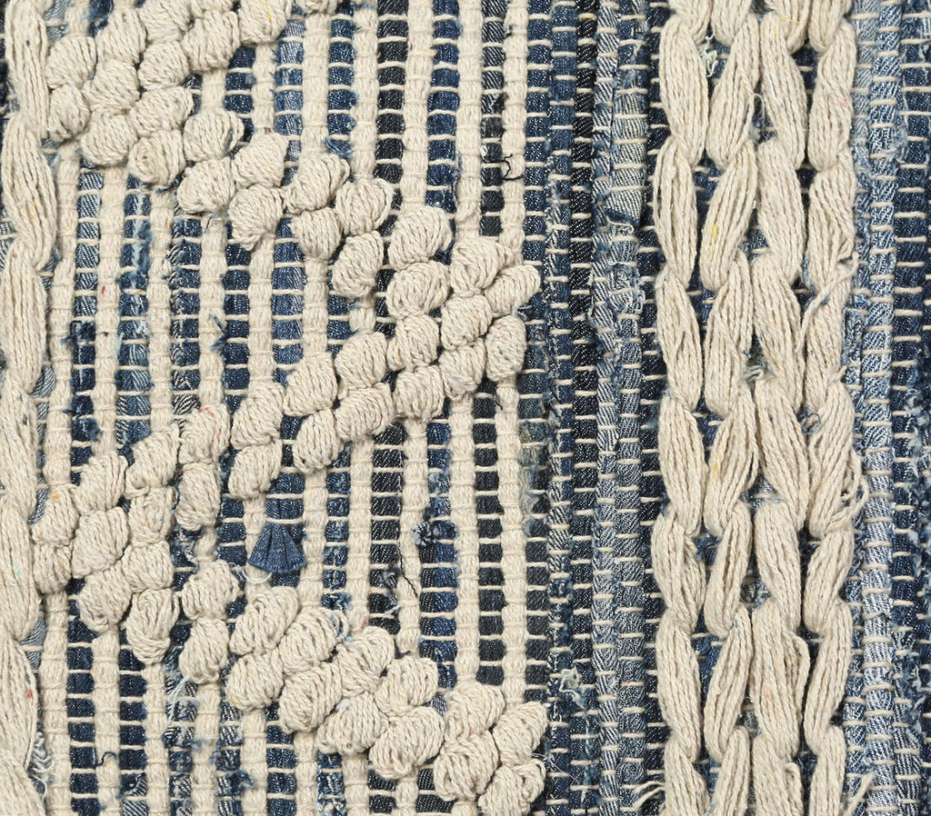 tufted geometric woven cotton rug - close-up of weave pattern and tufted details
